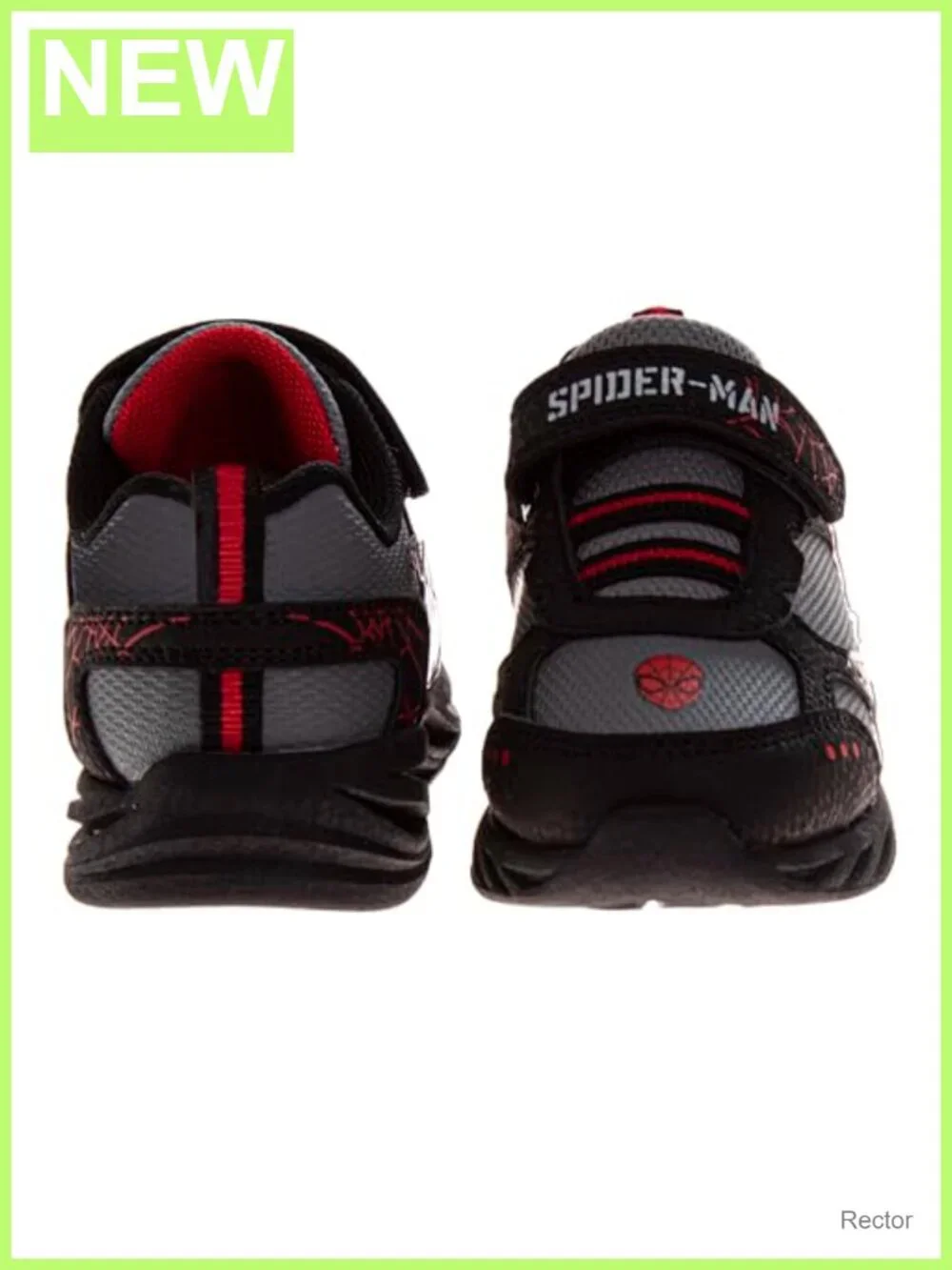 Marvel Spiderman Light Up Sneakers Faux Leather Hook & Loop Kids Shoes